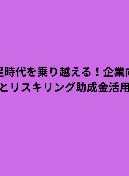 人手不足時代を乗り越える！企業向け生産性向上 リスキリング助成金活用ガイド