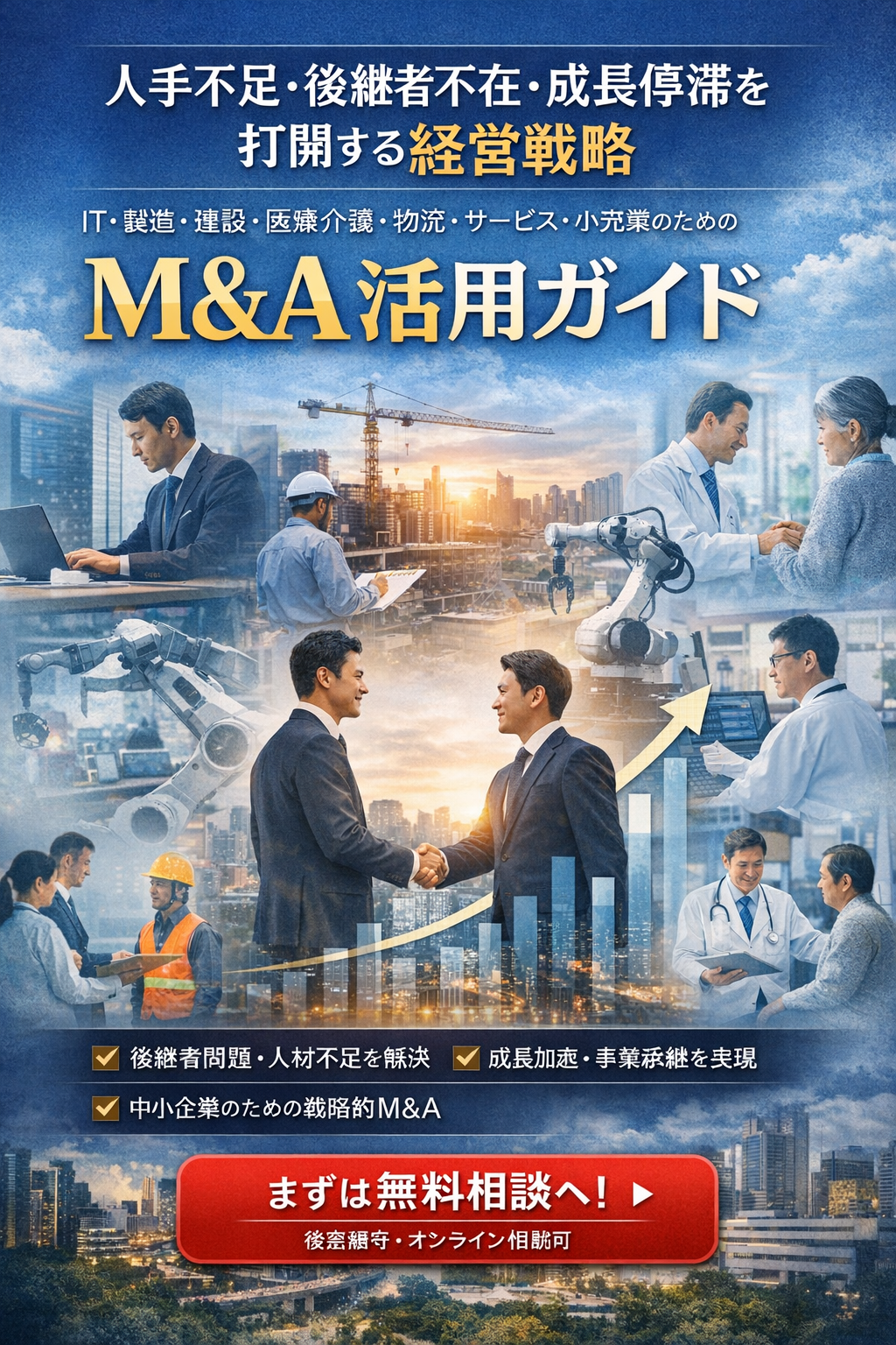 人手不足・後継者不在・成長停滞を打開する経営戦略｜IT・製造・建設・医療介護・物流・サービス・小売業のためのM&A活用ガイド